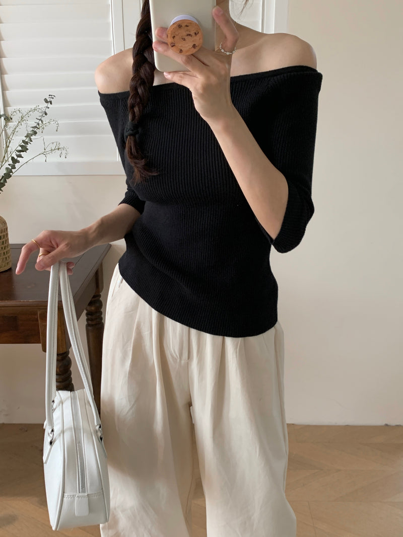 [LM.made] JENNA KNIT QUARTER SLEEVE TOP (Two-way top)