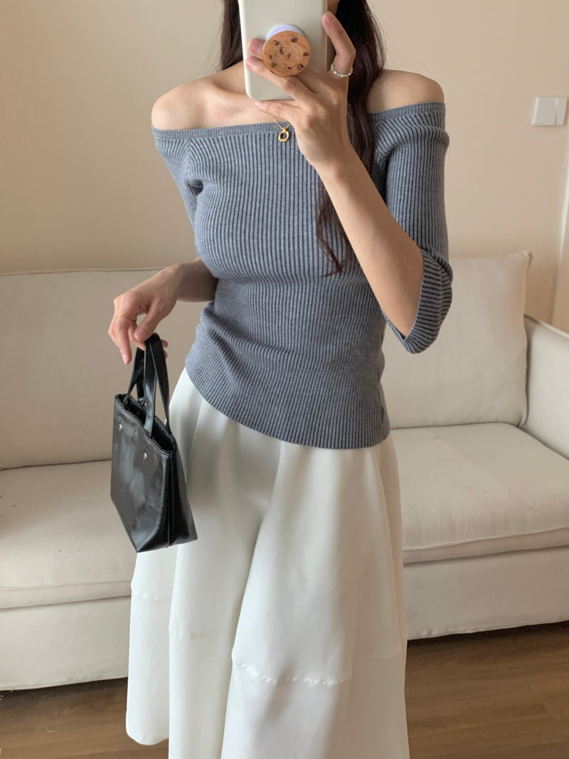 [LM.made] JENNA KNIT QUARTER SLEEVE TOP (Two-way top)