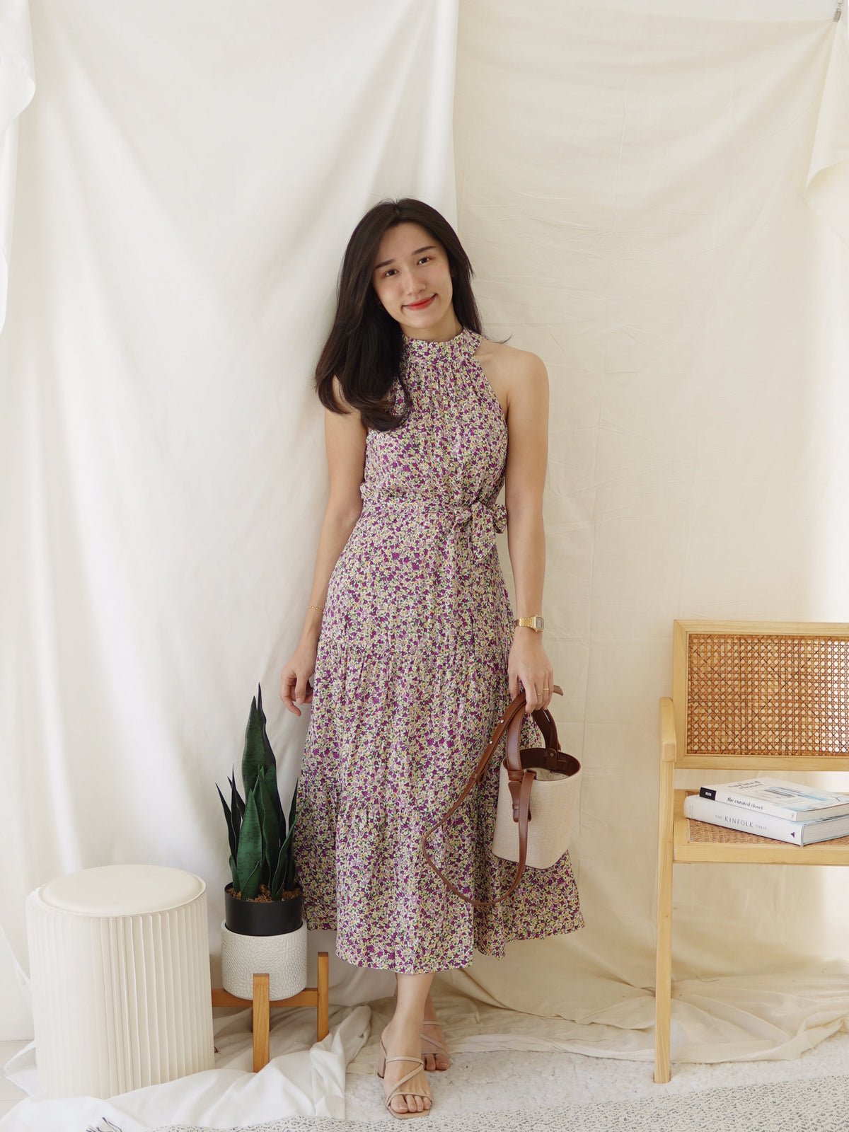 HALTER FLORAL LONG DRESS