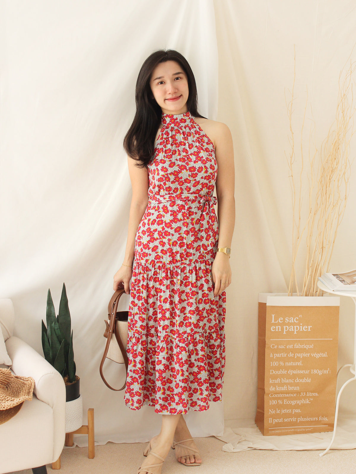 HALTER FLORAL LONG DRESS