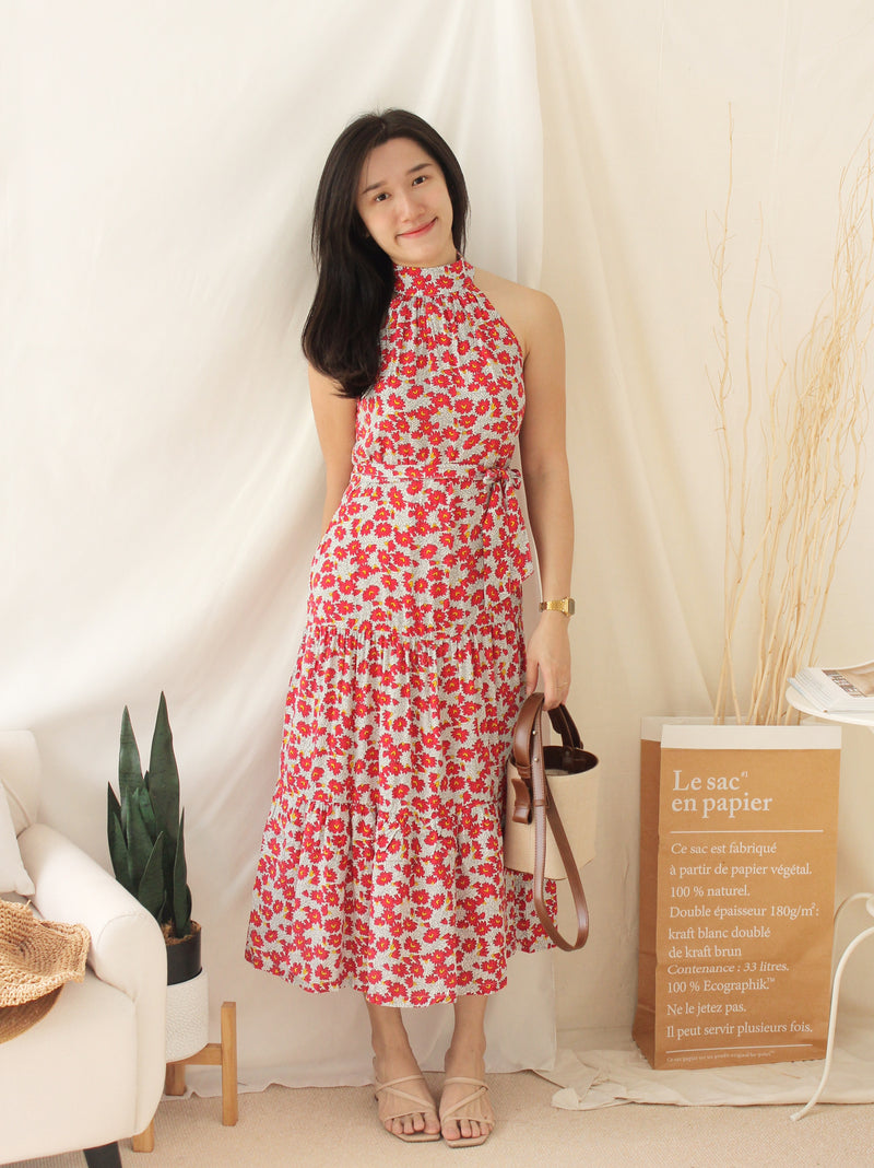 HALTER FLORAL LONG DRESS