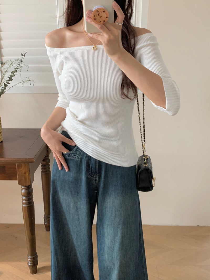 [LM.made] JENNA KNIT QUARTER SLEEVE TOP (Two-way top)