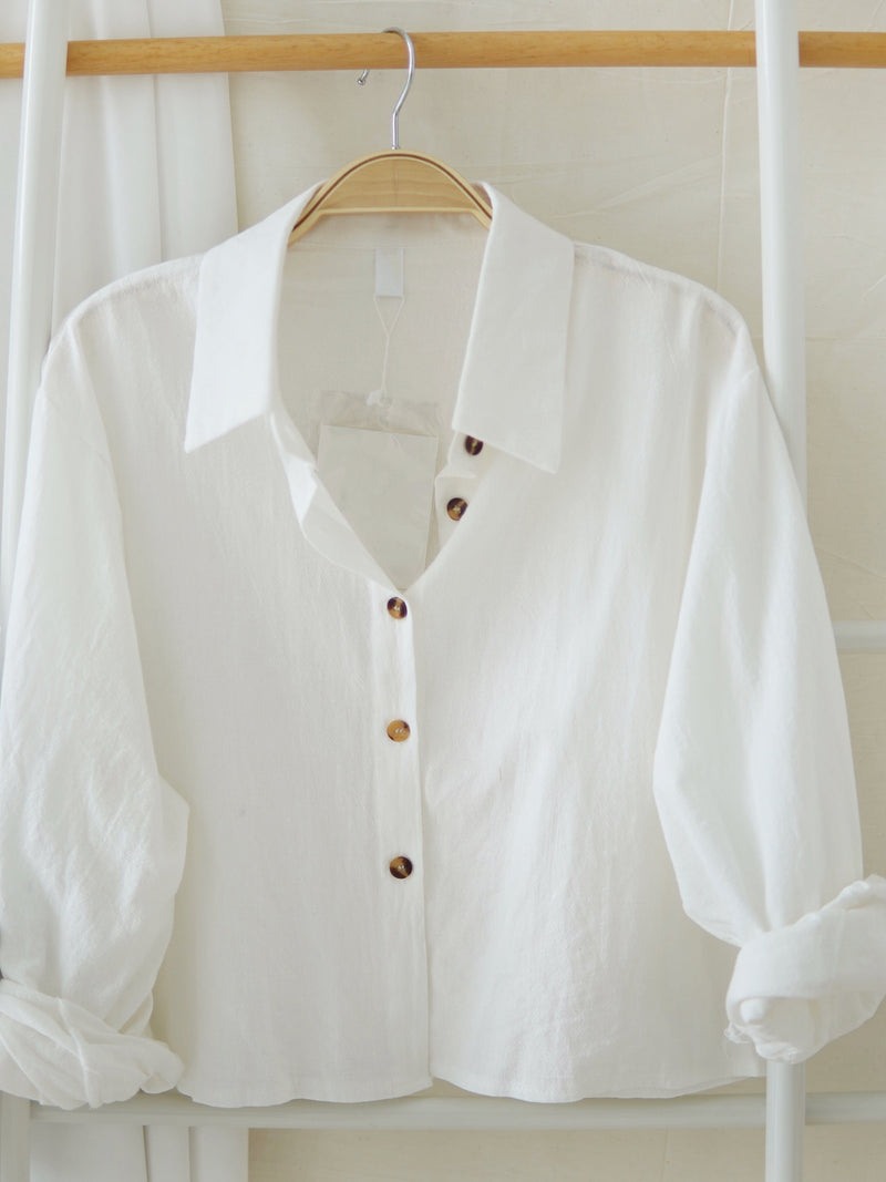 White Linen Button Outer / Top