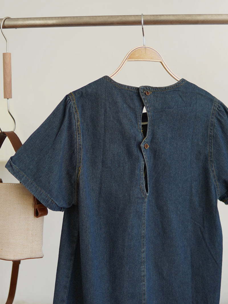 Denim A-line Mini Shirt Dress