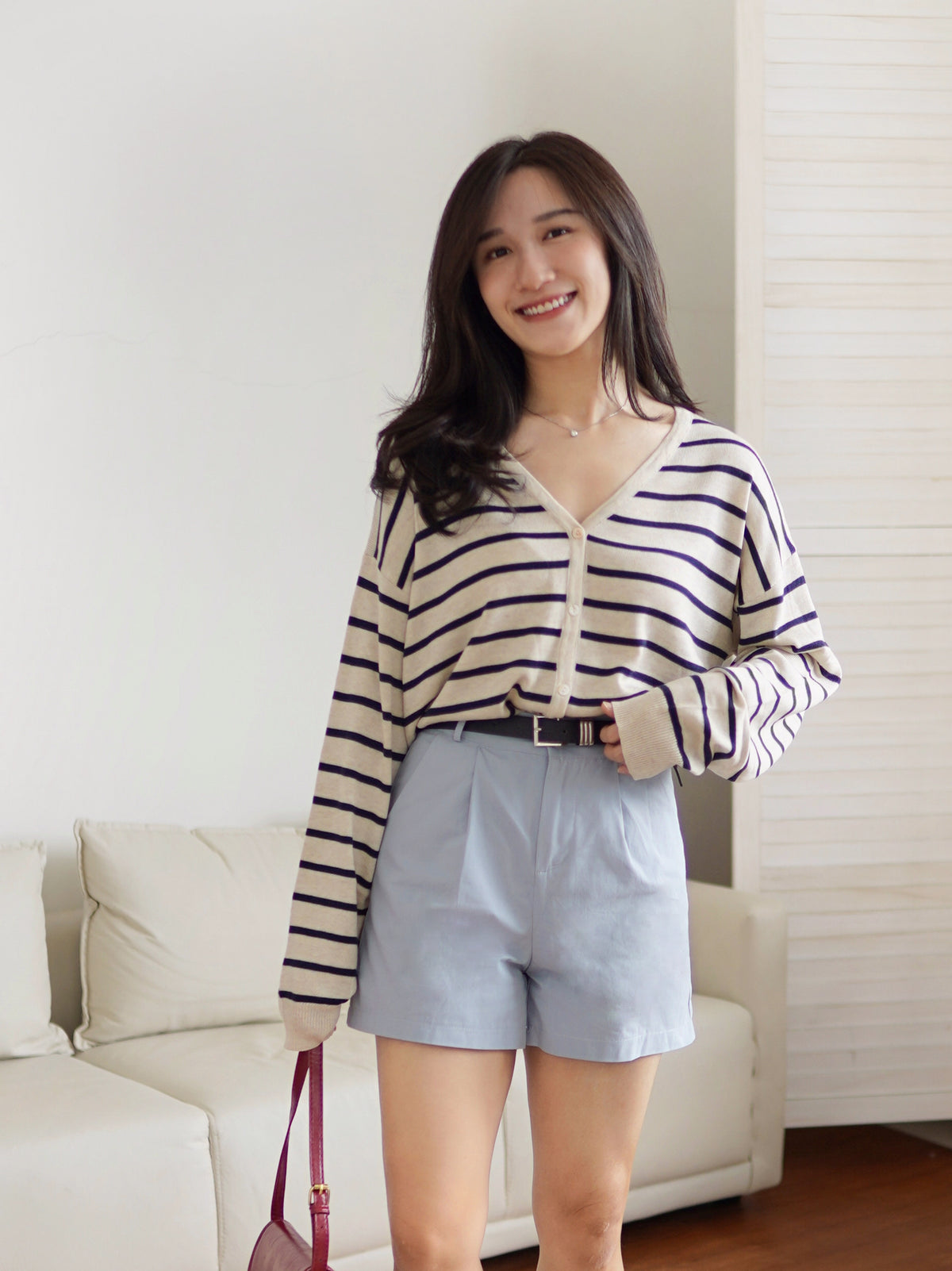 Quina Striped Knit Cardigan