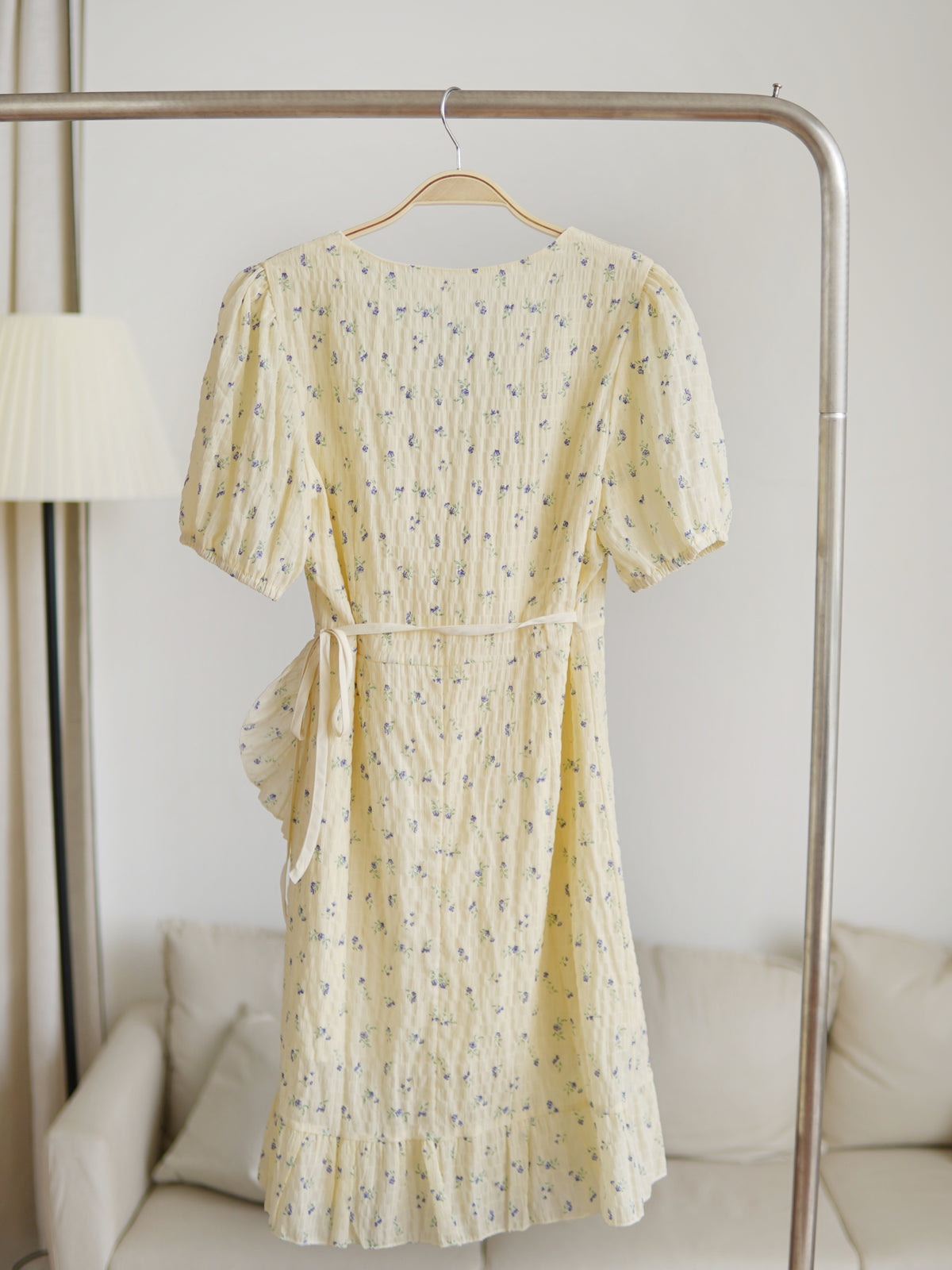 Yellow Floral Wrap Dress