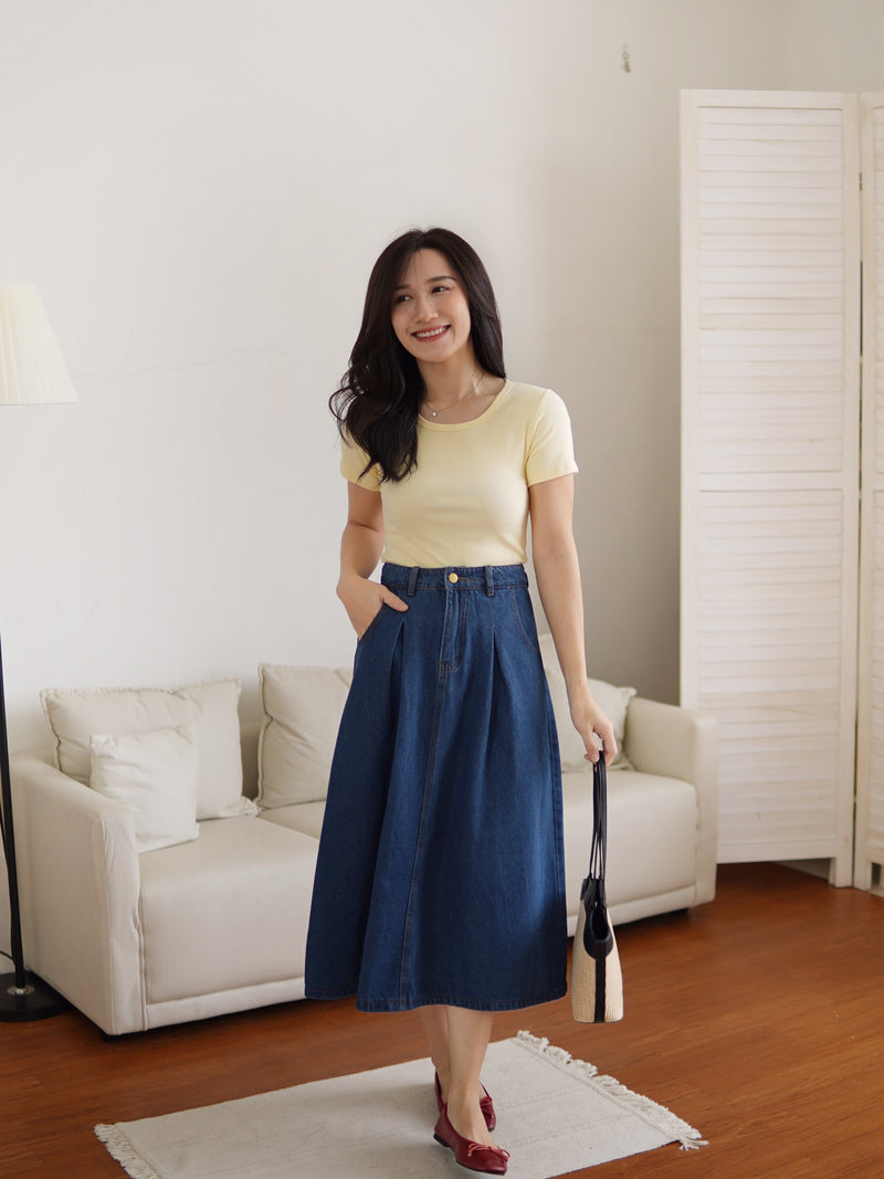 Harper Denim Flared Skirt