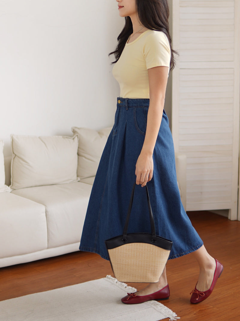 Harper Denim Flared Skirt