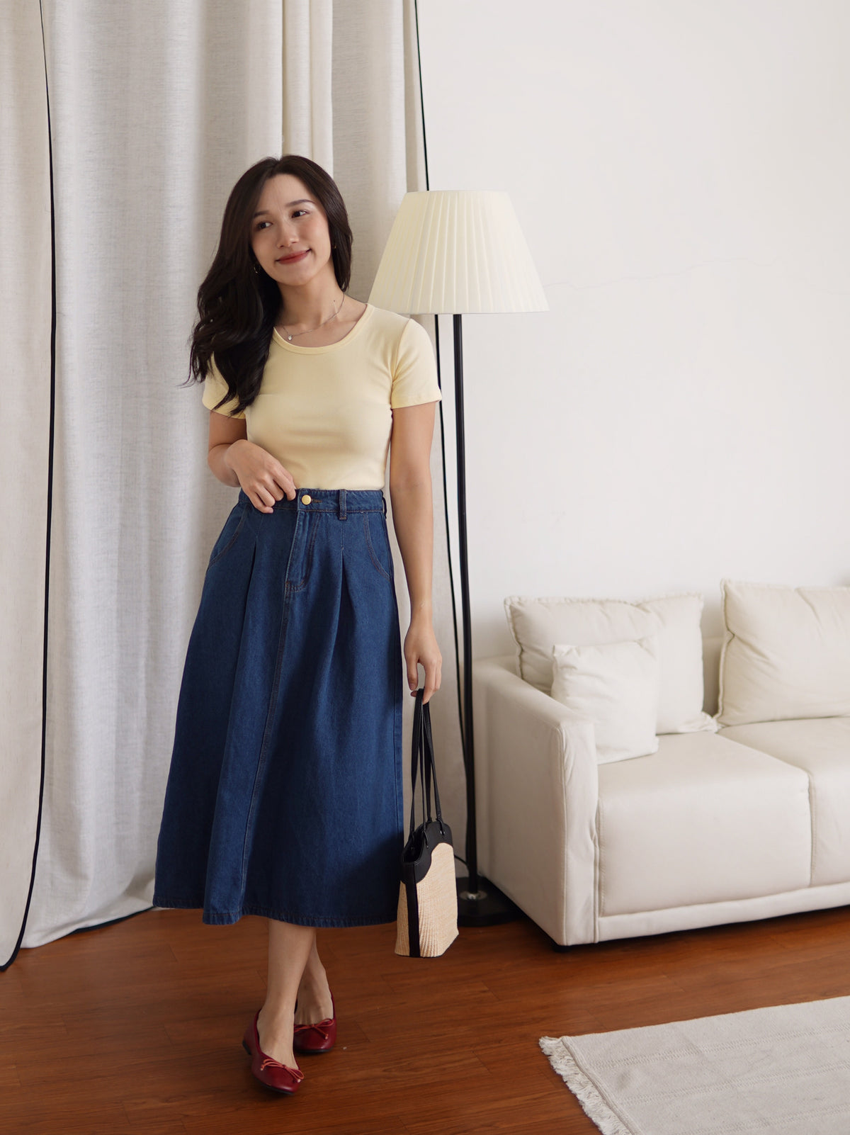 Harper Denim Flared Skirt