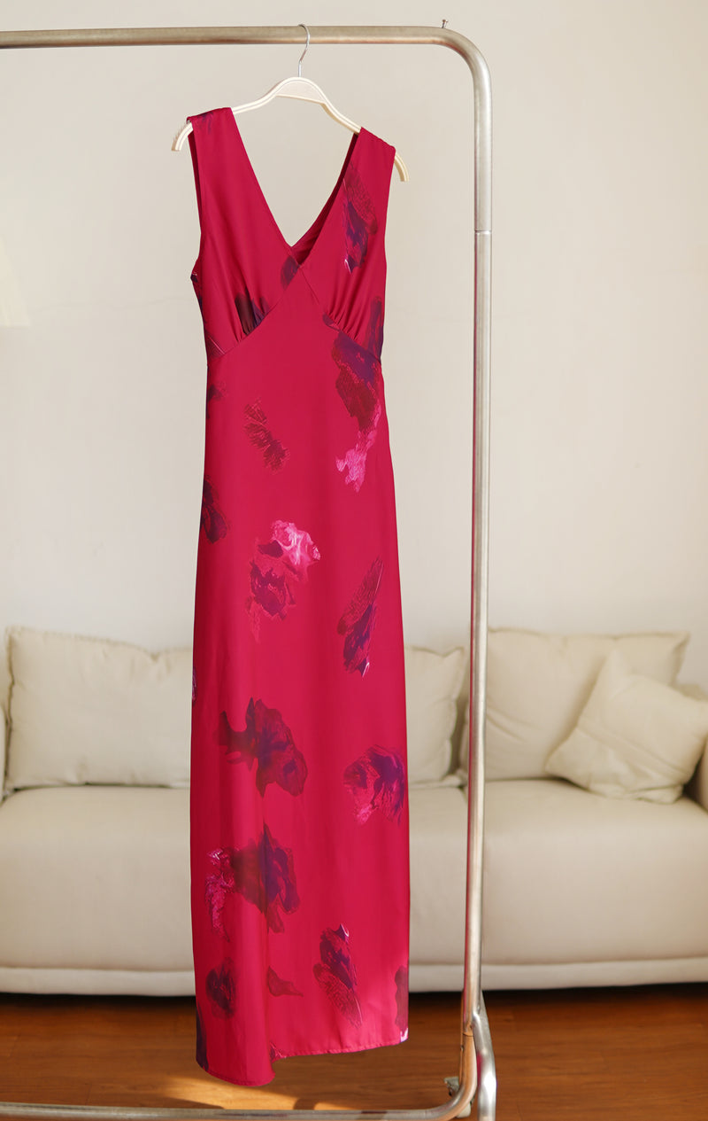 Ruby Blossom Long Dress