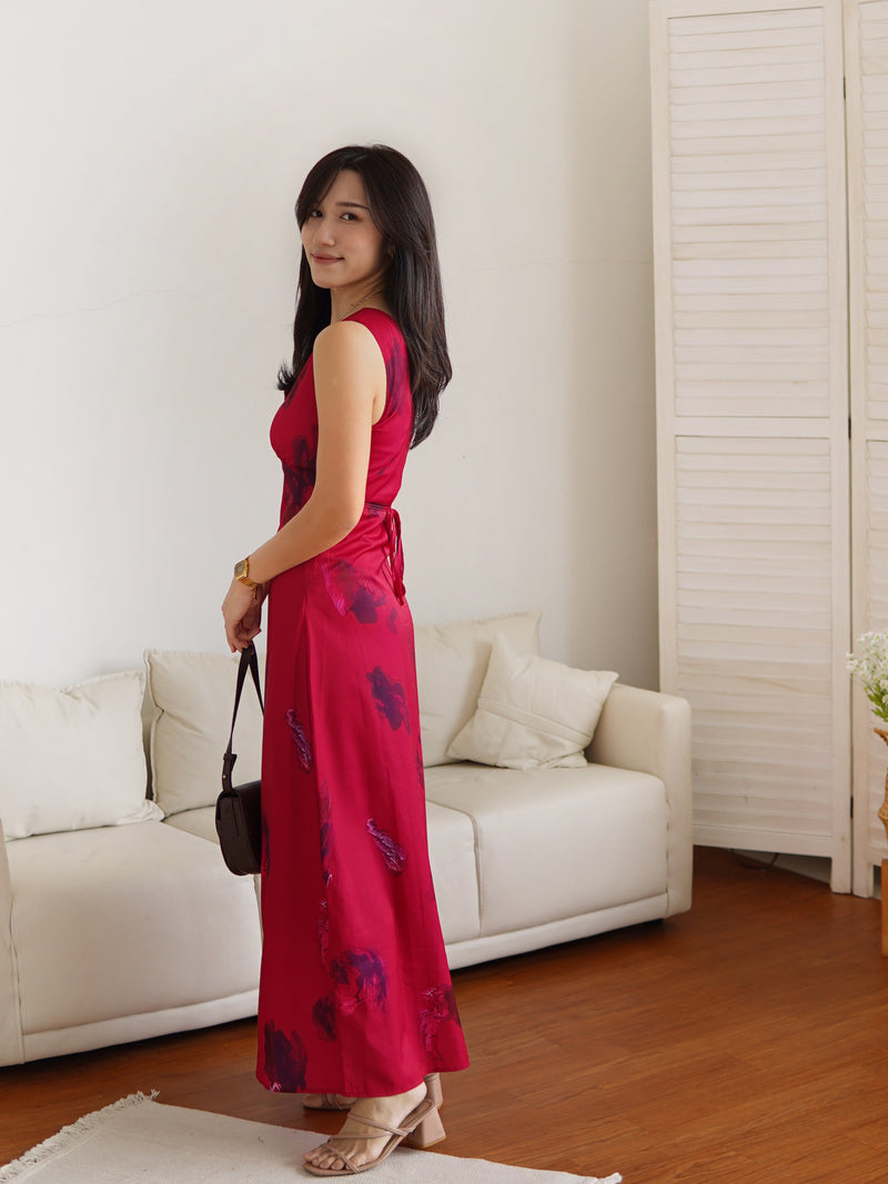 Ruby Blossom Long Dress