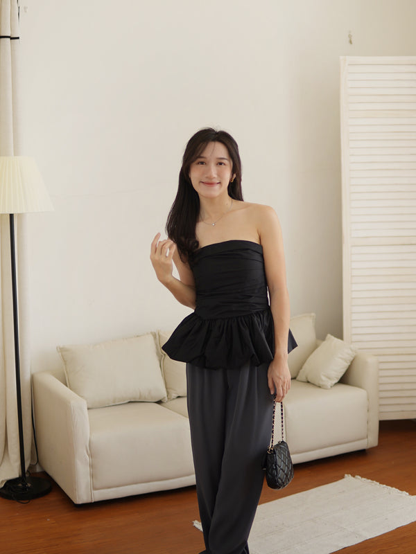 Midnight Ruffle Tube Top