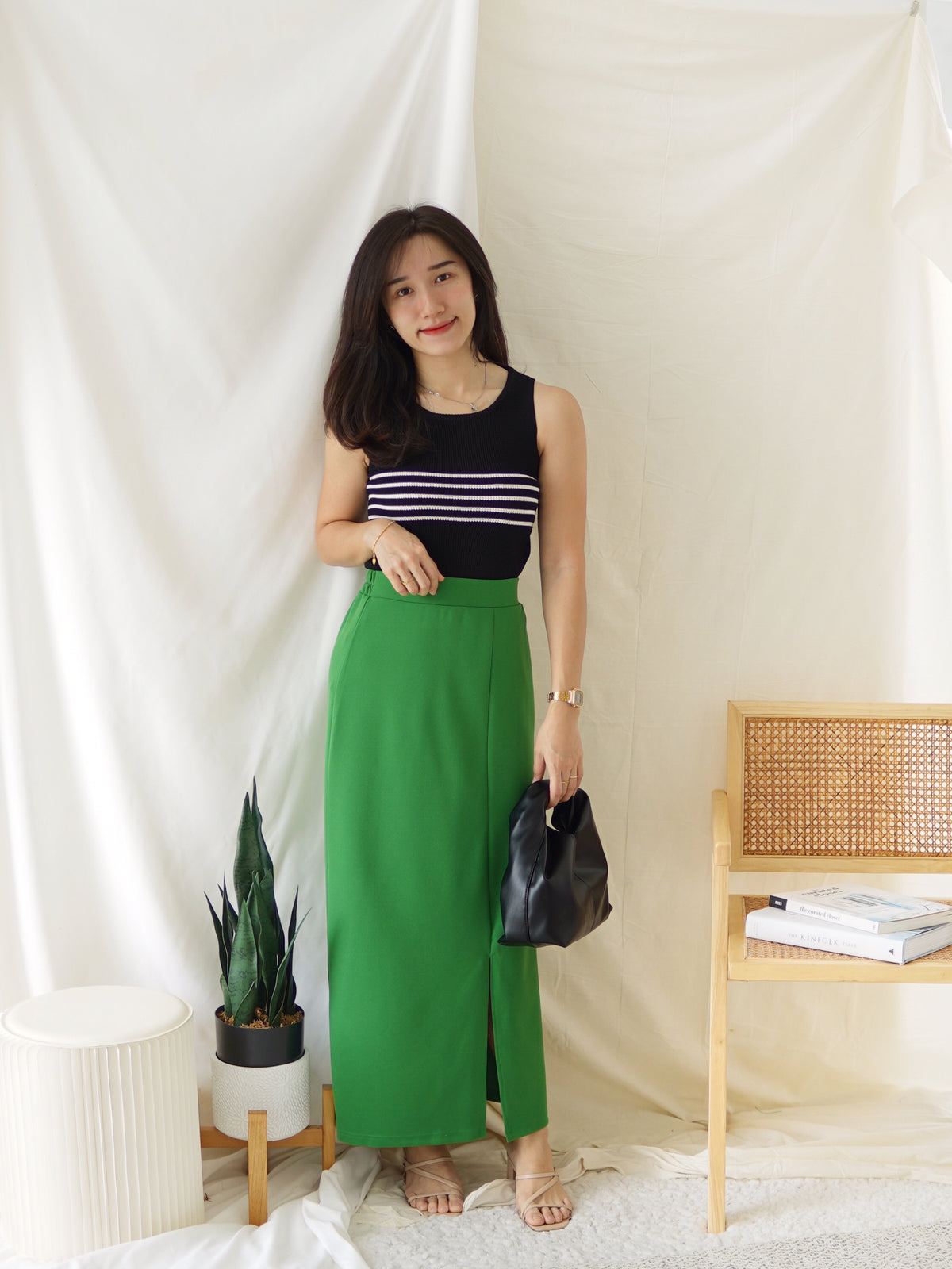 JAPAN MILY BILET SLIT MIDI SKIRT