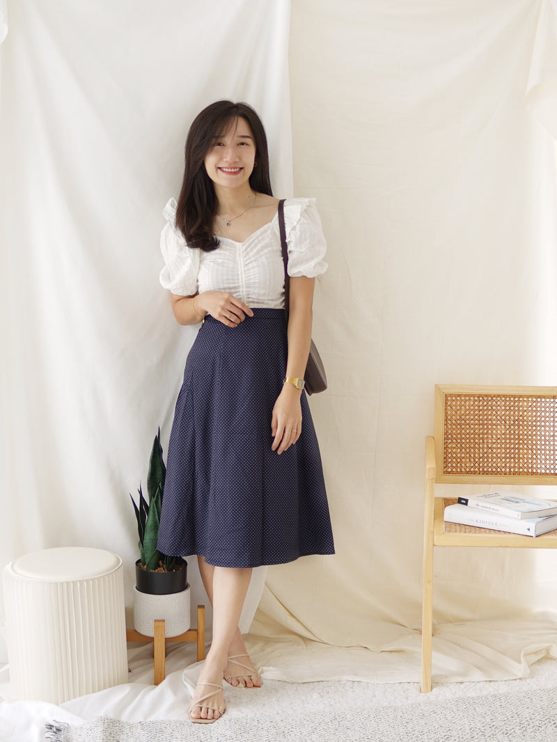 NAVY POLKADOTS SKIRT