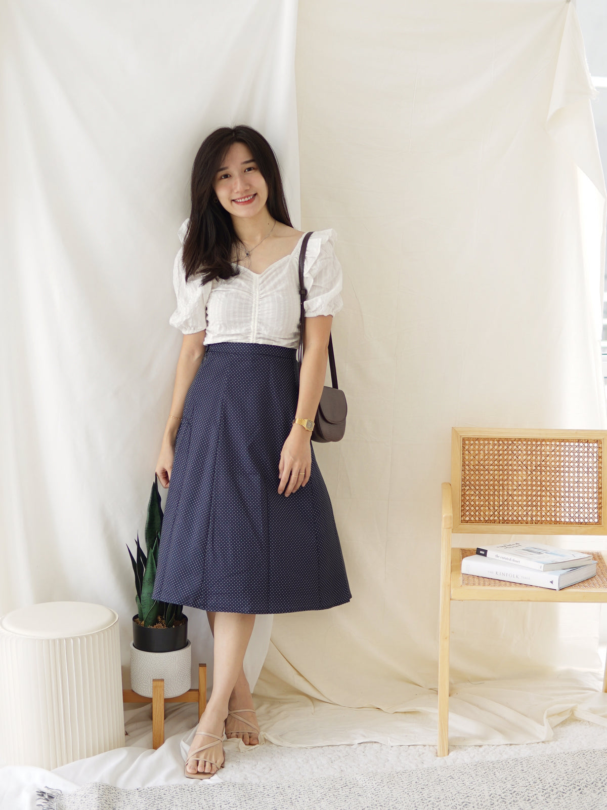 NAVY POLKADOTS SKIRT