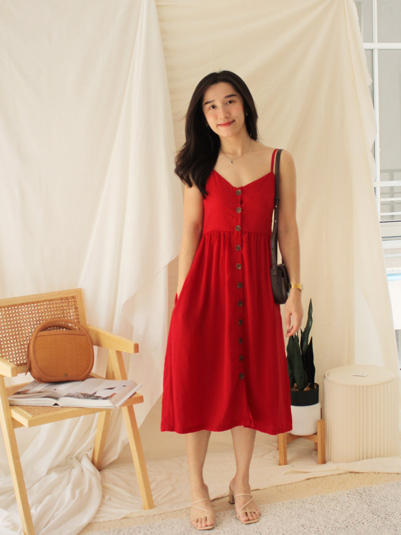 BERTHA STRAP BUTTON DRESS