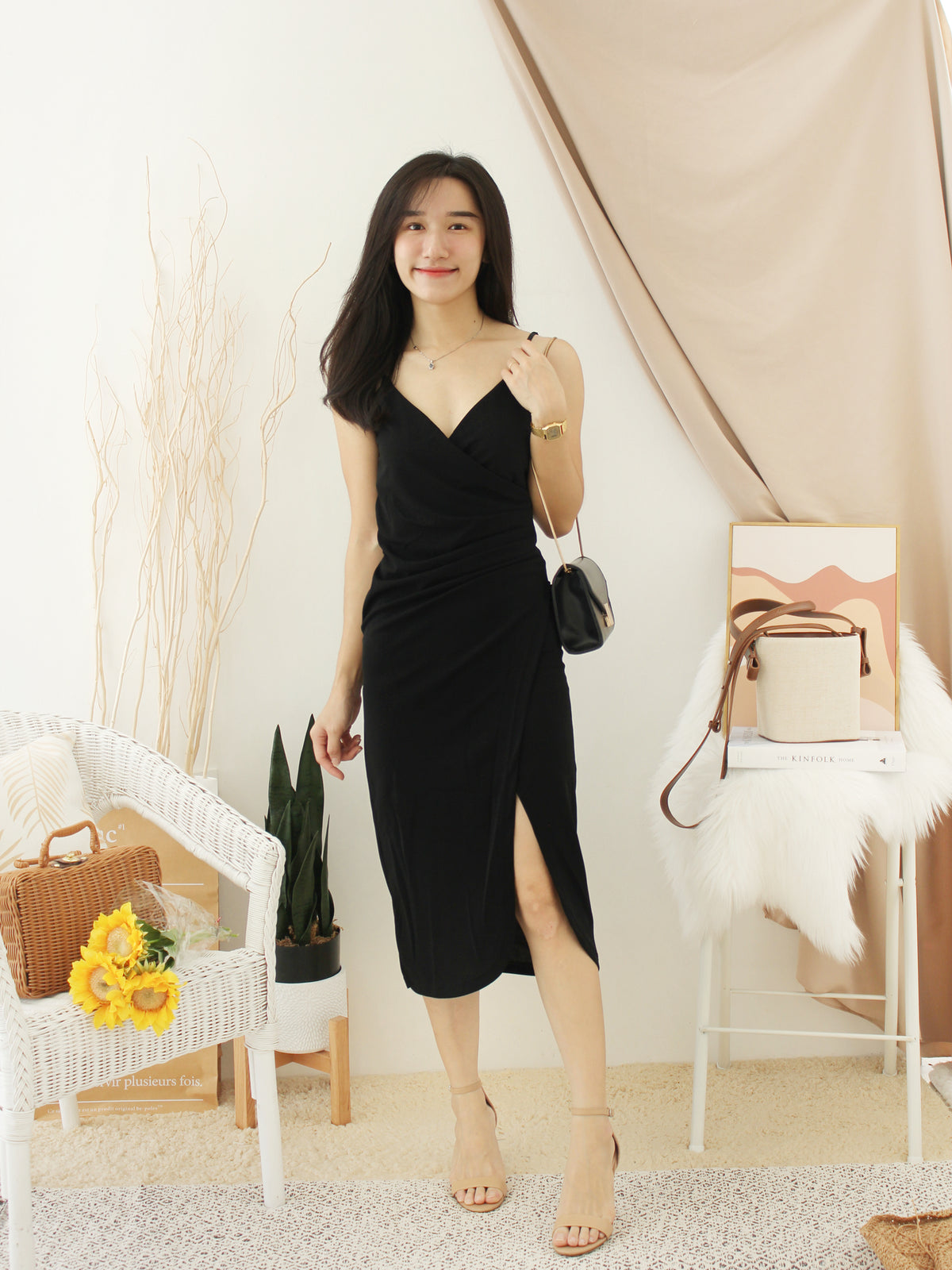 Deep V Split Dress - LovelyMadness Clothing Malaysia