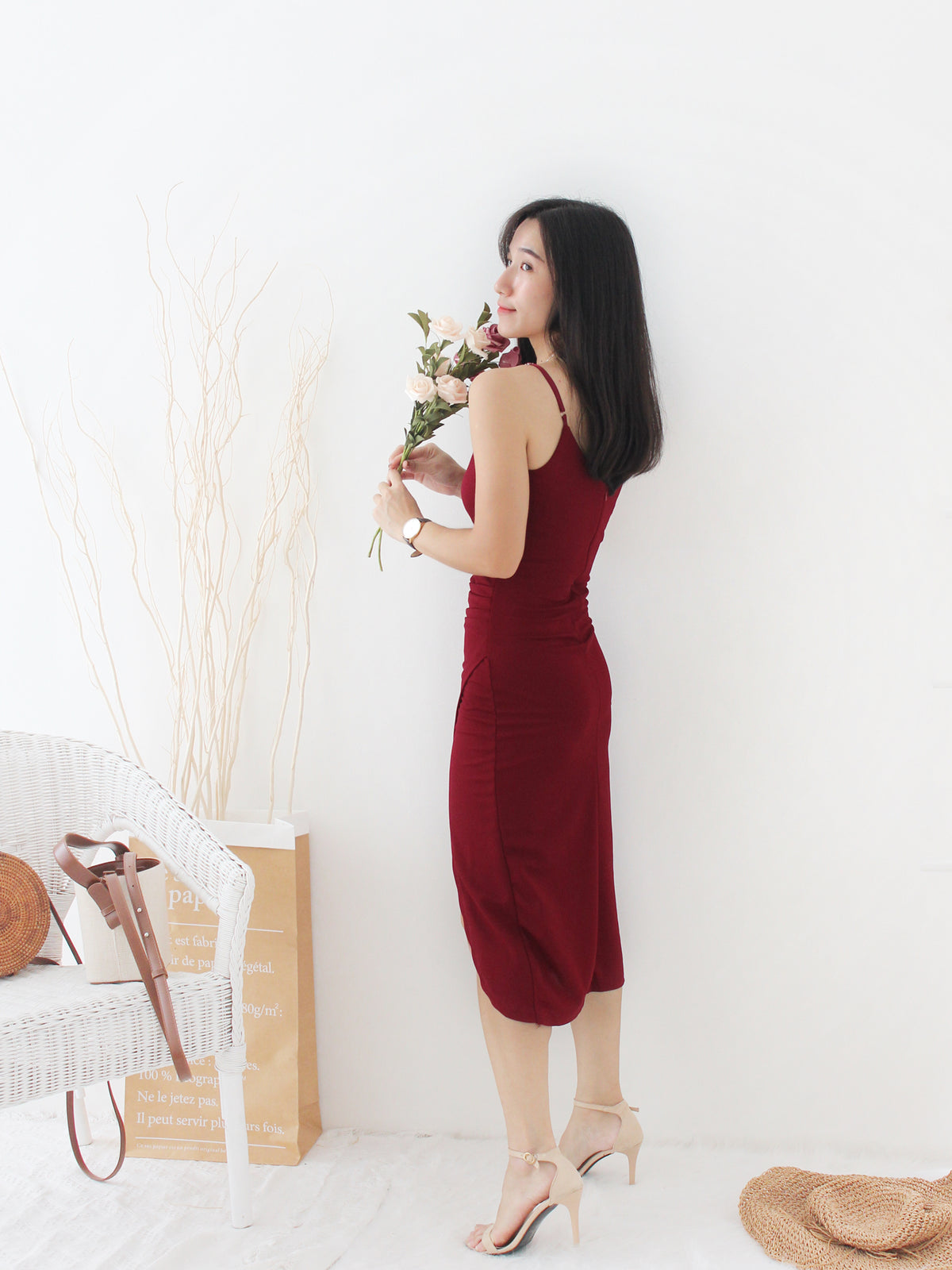 Deep V Split Dress - LovelyMadness Clothing Online Fashion Malaysia