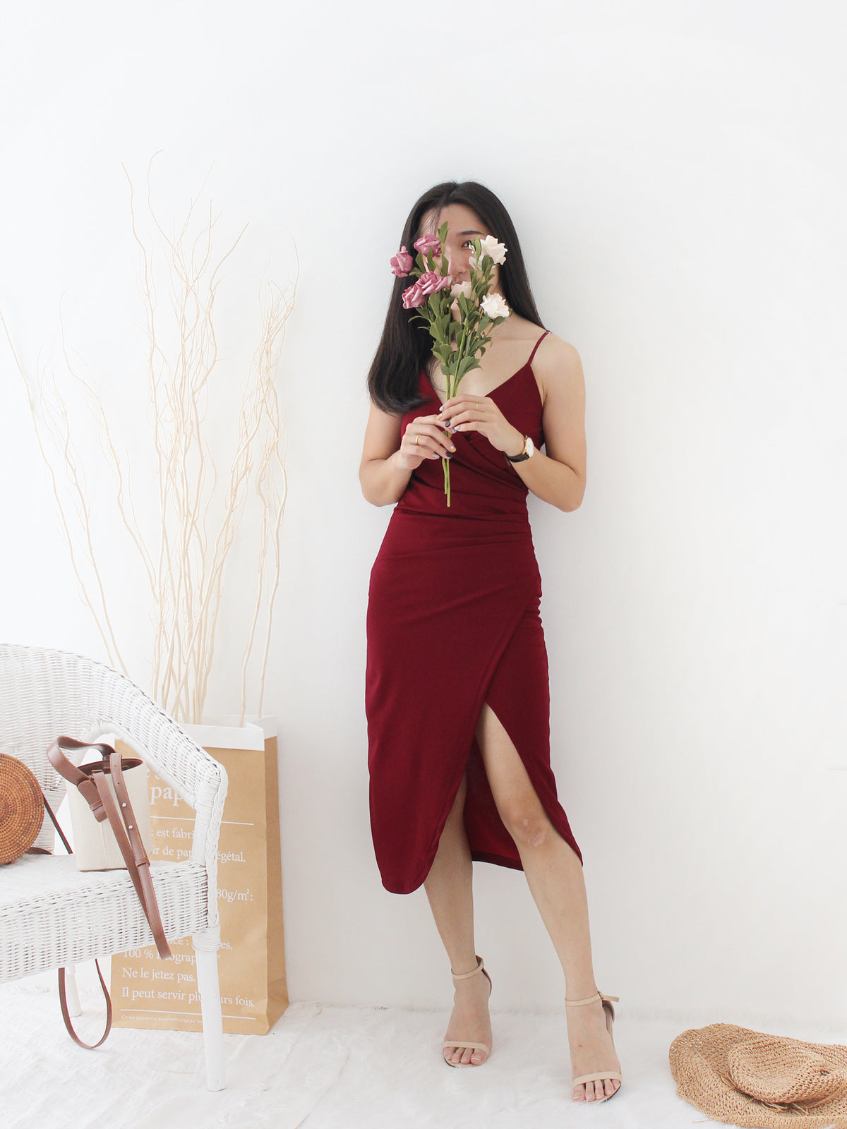 Deep V Split Dress - LovelyMadness Clothing Online Fashion Malaysia