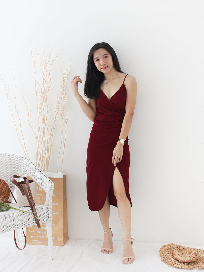 Deep V Split Dress - LovelyMadness Clothing Online Fashion Malaysia