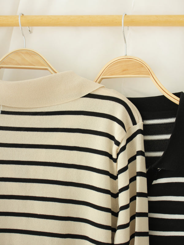 TIANA STRIPY COLLAR SWEATER