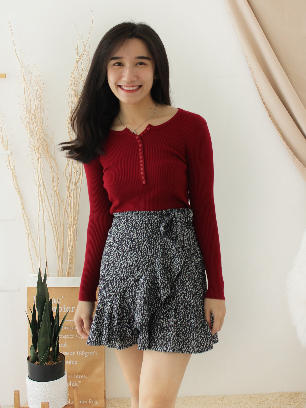 Ribbed Knitted Button Top - LovelyMadness Clothing Malaysia